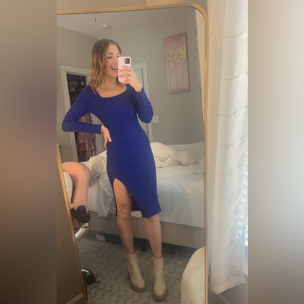 Fab’rik midi royal blue knit dress